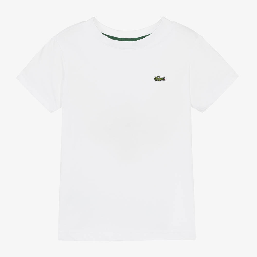 Lacoste - White Cotton T-Shirt | Childrensalon