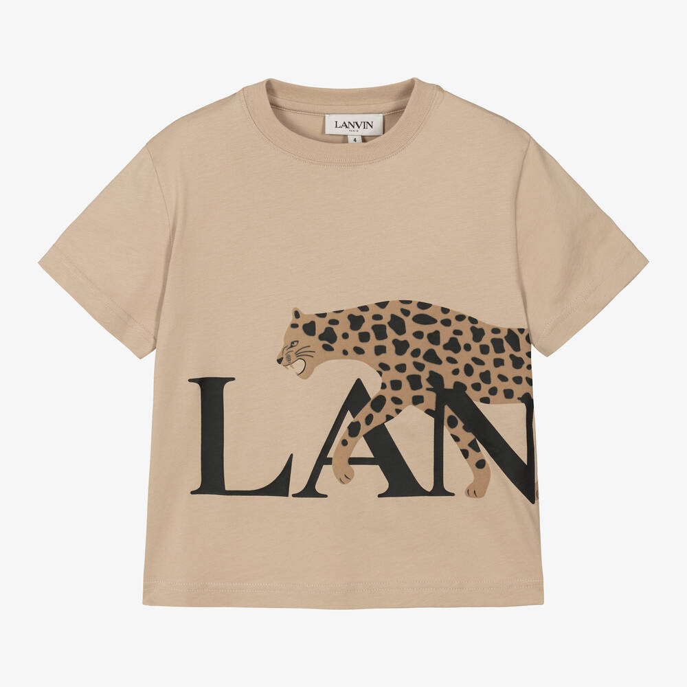 Lanvin - Boys Beige Organic Cotton T-Shirt | Childrensalon