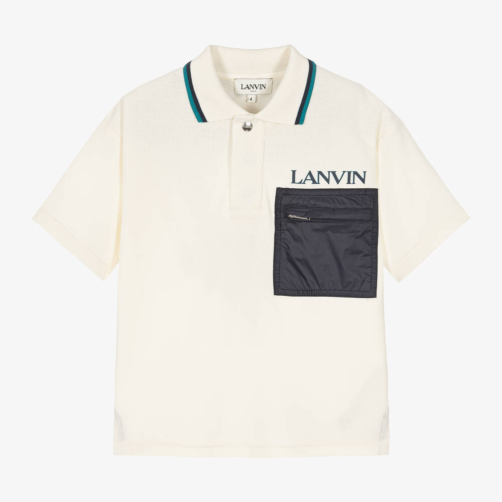 Lanvin - Boys Ivory Cotton Polo Shirt | Childrensalon