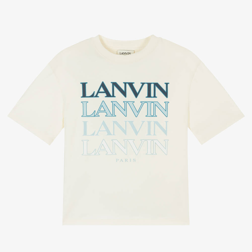 Lanvin - Boys Ivory Organic Cotton T-Shirt | Childrensalon
