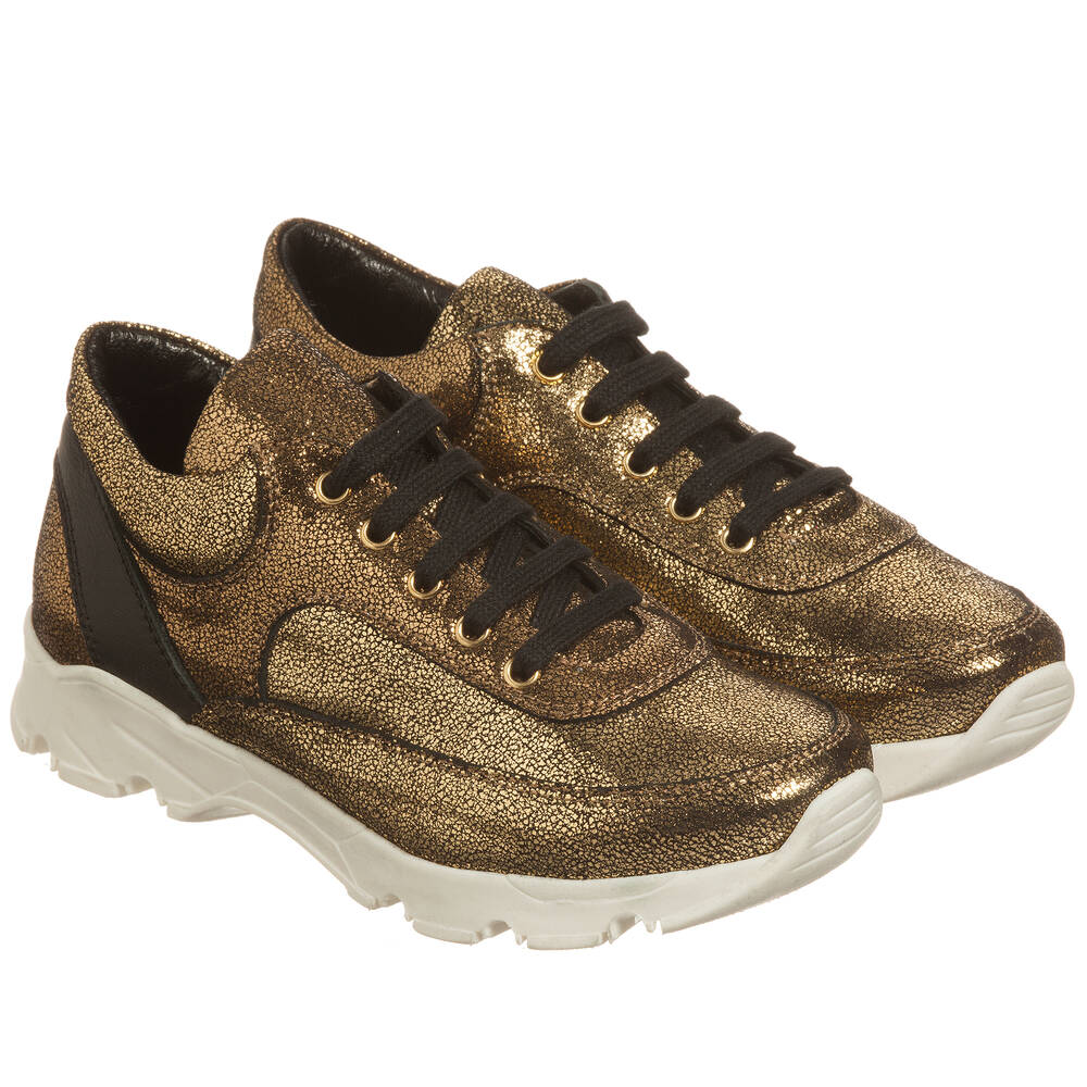 Lanvin Kids' Girls Gold Leather Trainers