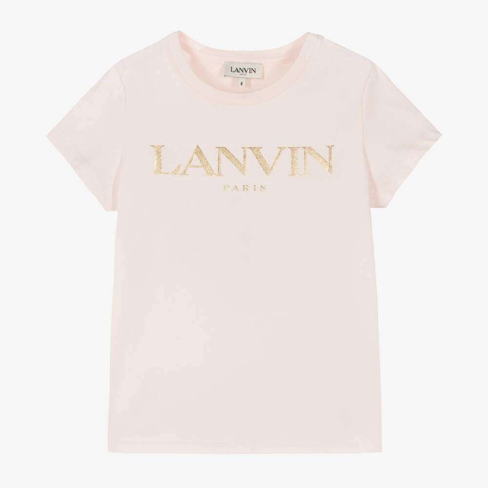 Lanvin - Girls Pale Pink Organic Cotton T-Shirt | Childrensalon