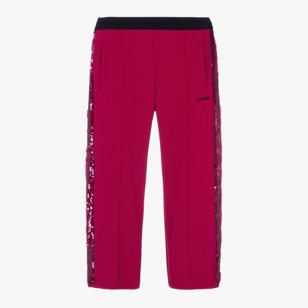 Lanvin - Girls Pink Milano Jersey Sequin Trousers | Childrensalon