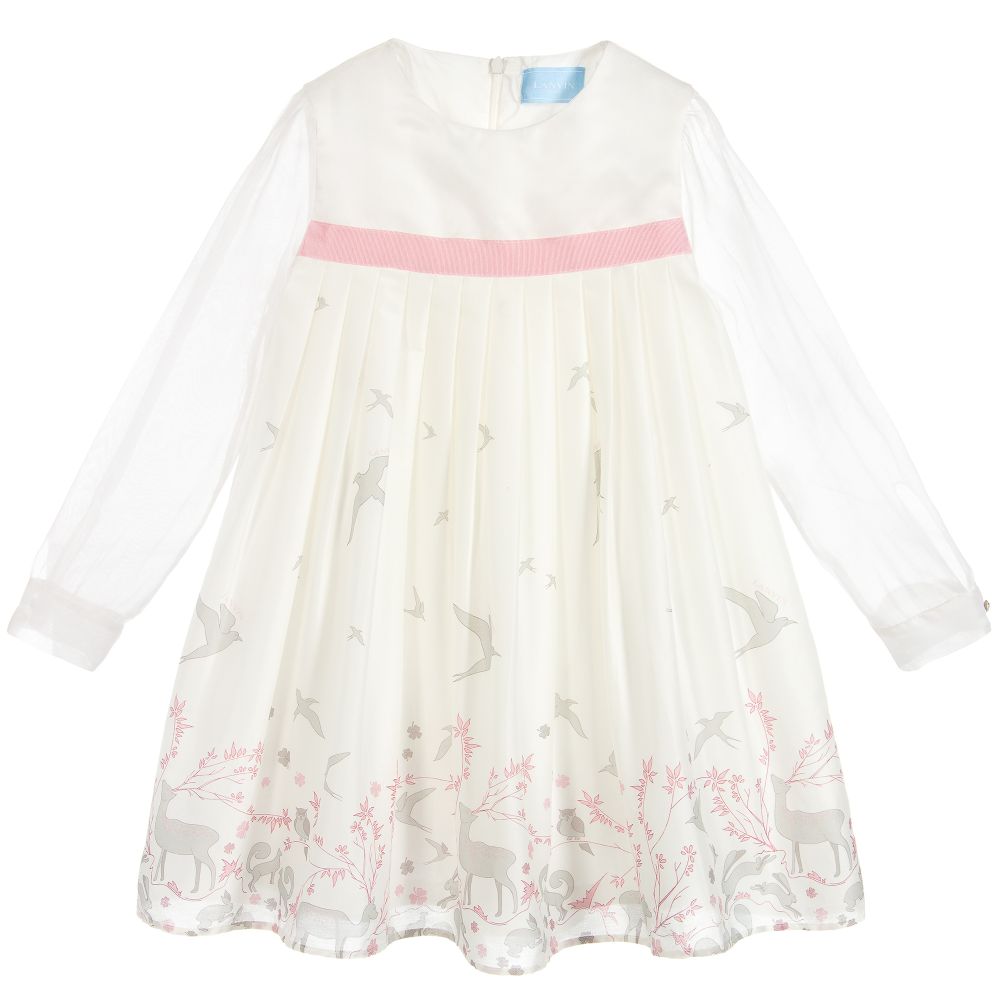 Lanvin Kids' Girls Ivory Silk Blend Dress