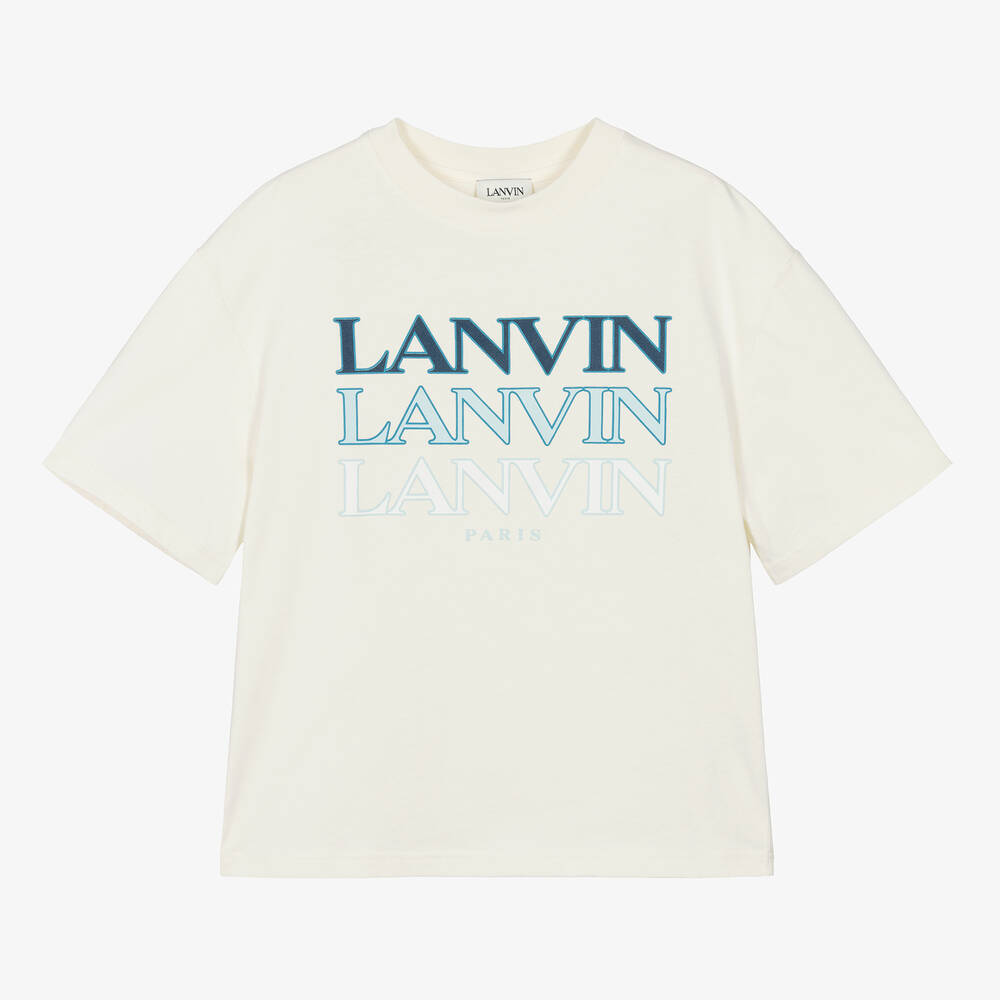 Lanvin - Teen Boys Ivory Organic Cotton T-Shirt | Childrensalon