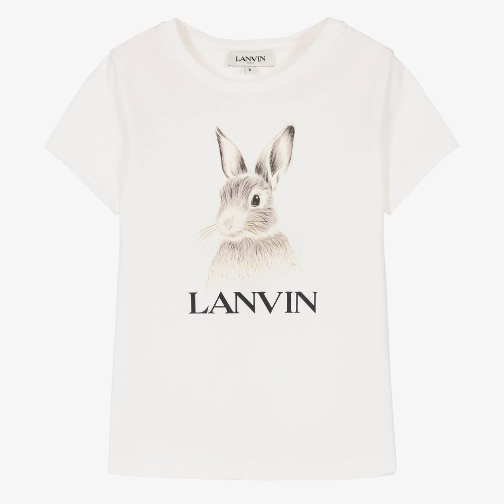Lanvin Teen Girls Ivory Cotton Bunny T-shirt