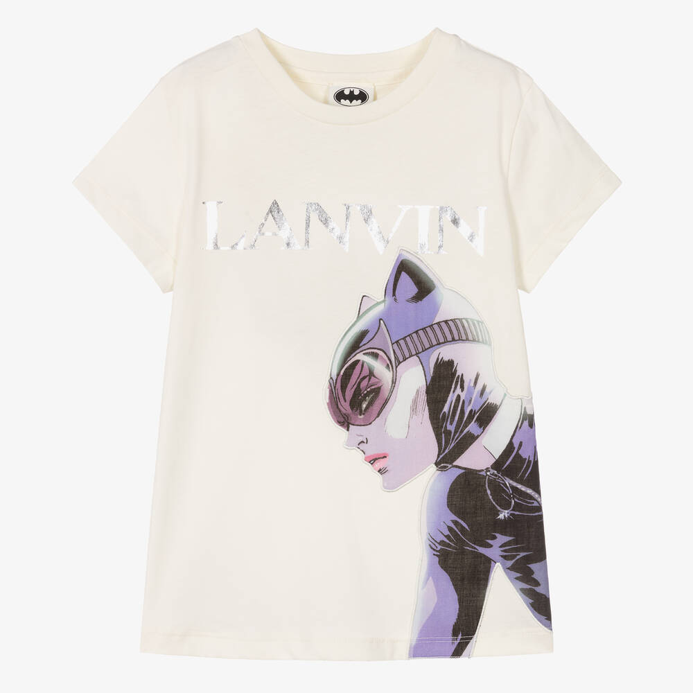 Lanvin - Кремовая хлопковая футболка с Женщиной-кошкой | Childrensalon