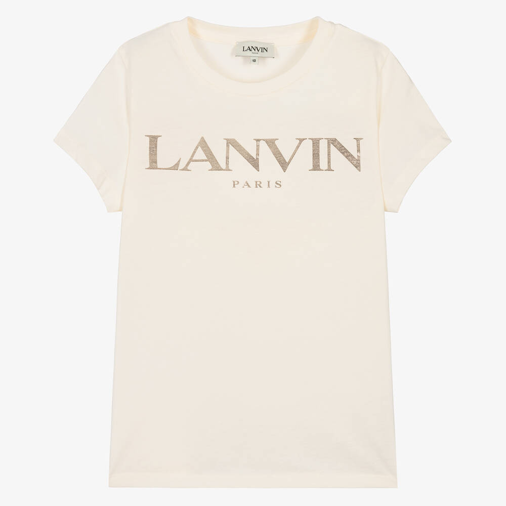 Lanvin - Teen Girls Ivory Organic Cotton T-Shirt | Childrensalon