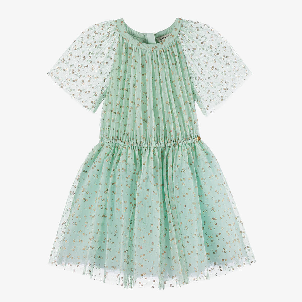 Lanvin Teen Girls Mint Green Glitter Tulle Dress