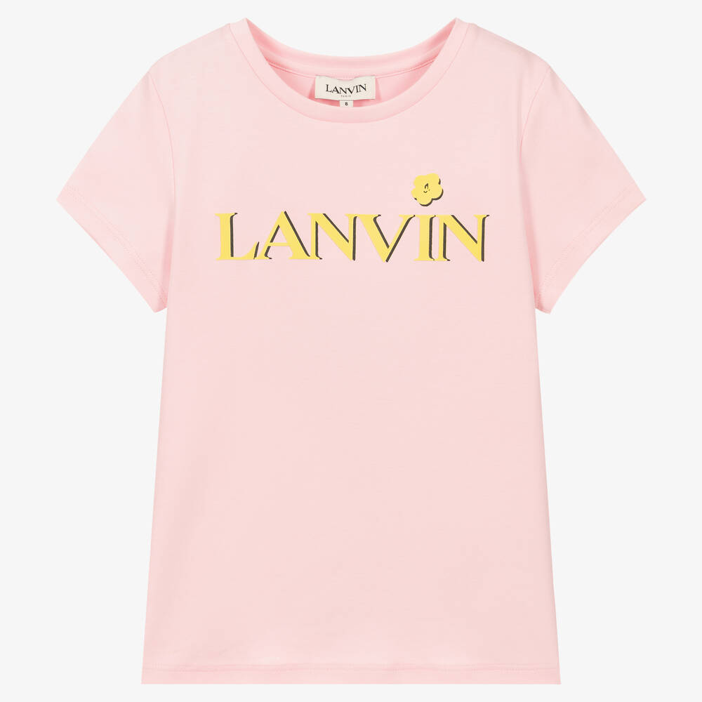 LANVIN TEEN GIRLS PINK DAISY LOGO T-SHIRT
