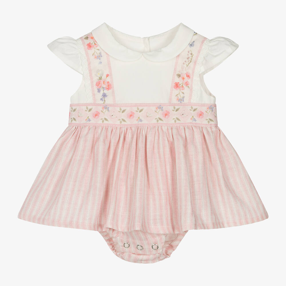 Lapin House - Baby Girls Pink Linen & Cotton Dress | Childrensalon