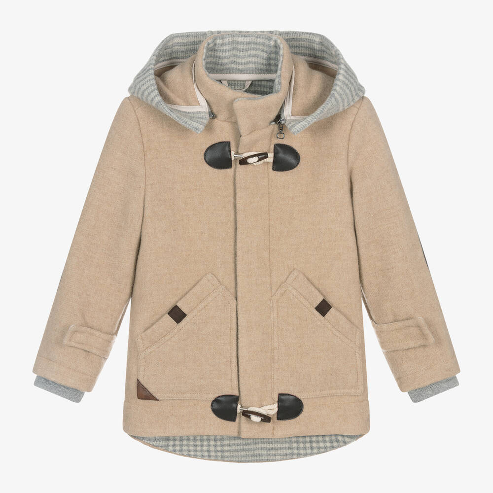 Lapin House - Boys Beige Wool Duffle Coat | Childrensalon