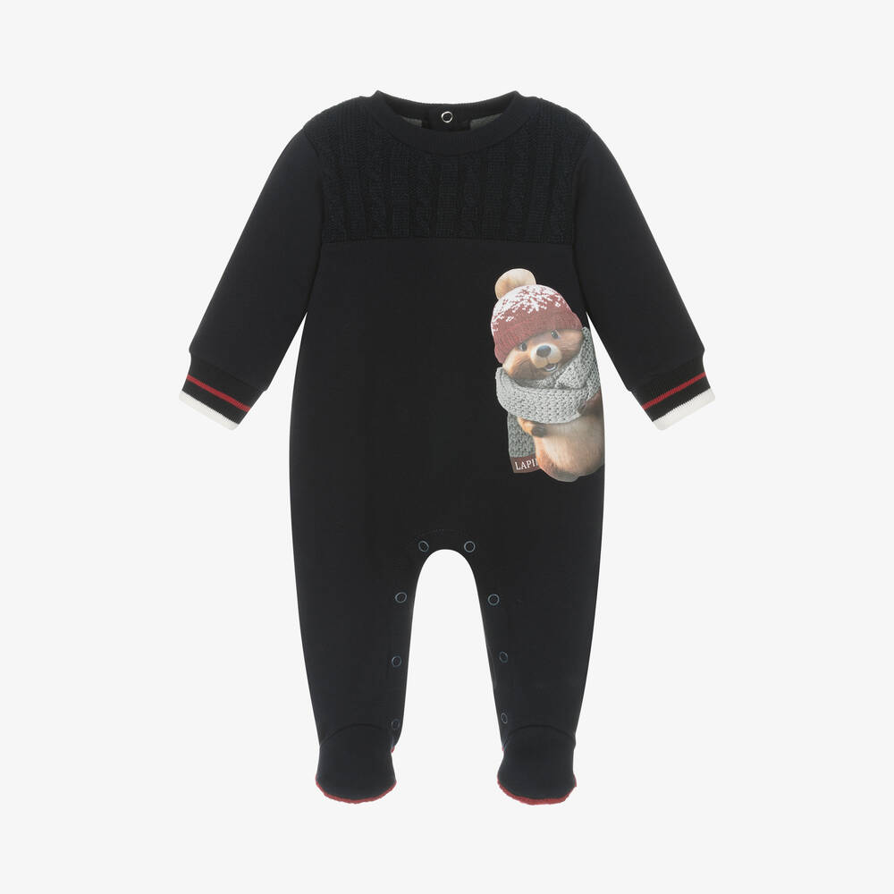 Lapin House - Boys Blue Cotton Chipmunk Babygrow  | Childrensalon