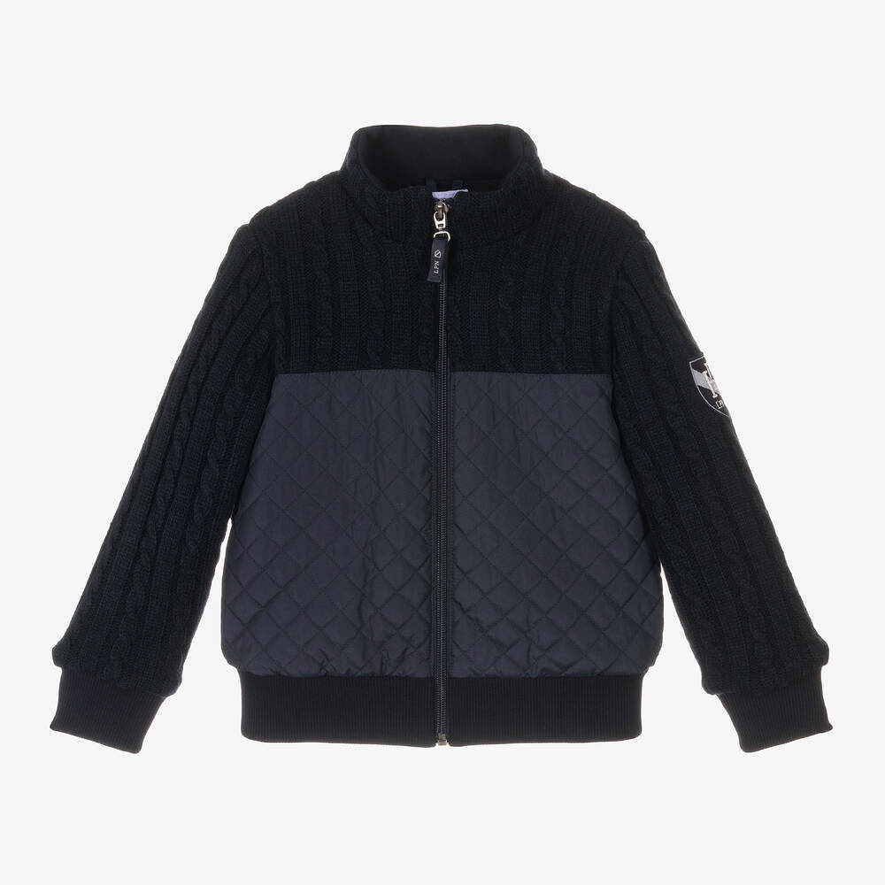 Lapin House - Boys Blue Knitted & Quilted Jacket | Childrensalon