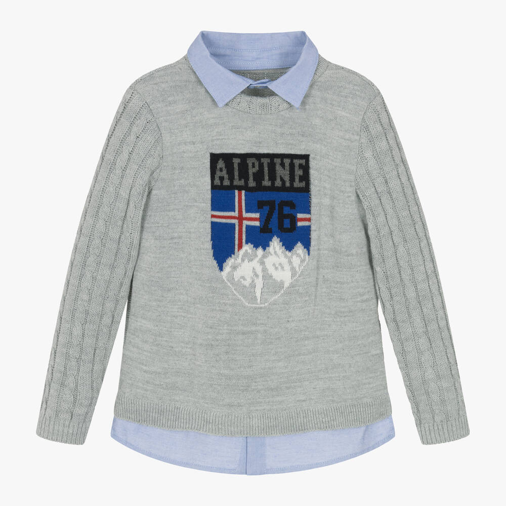 Lapin House - Boys Grey Cable Knit Sweater | Childrensalon