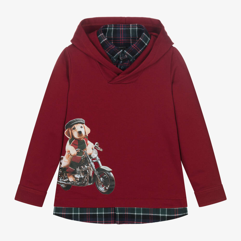 Lapin House -  Boys Red Cotton Hoodie | Childrensalon