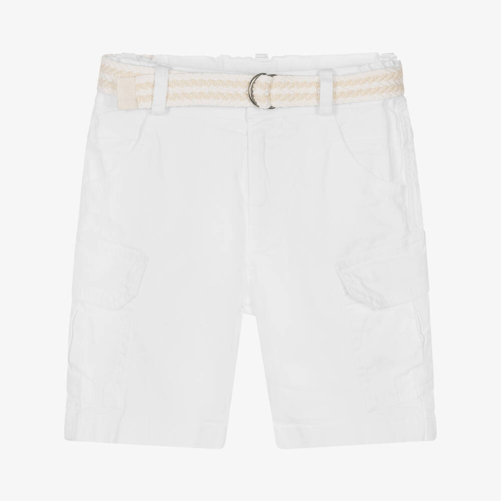 Lapin House - Boys White Cotton Cargo Shorts | Childrensalon