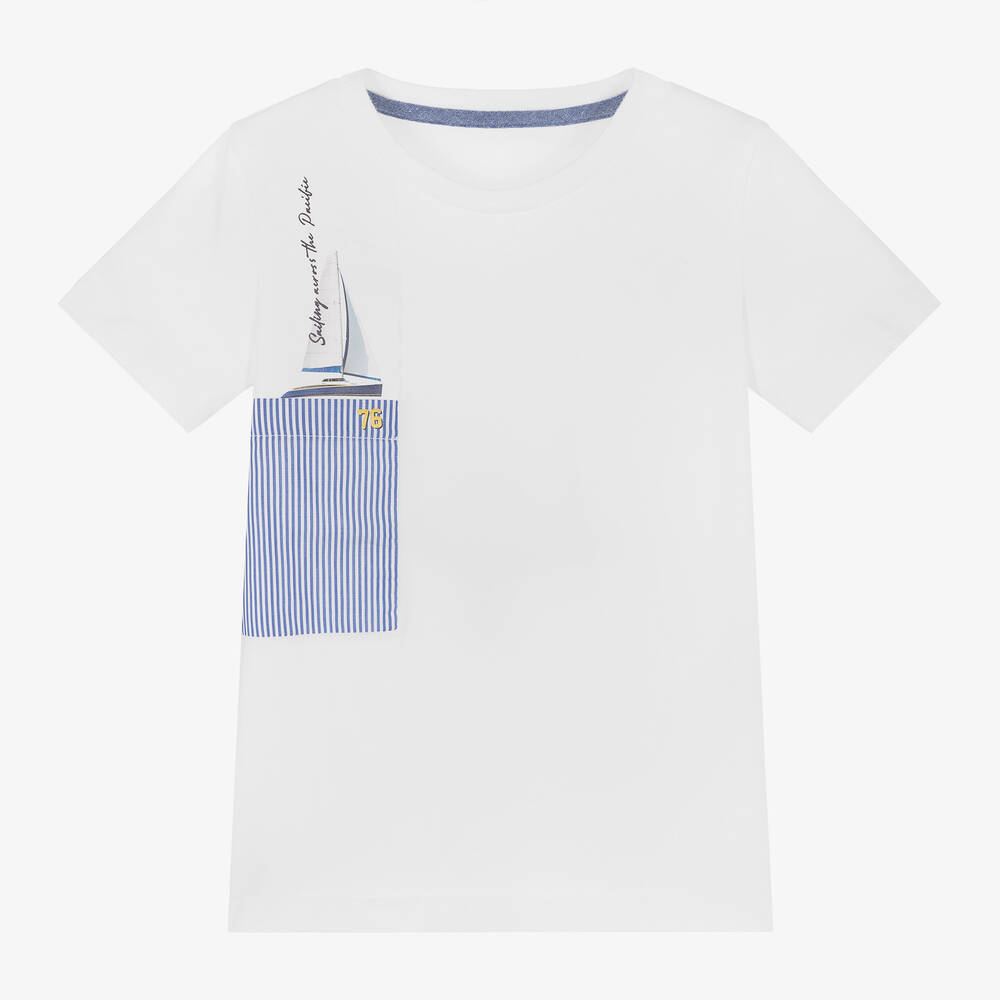 Lapin House - Boys White Cotton T-Shirt | Childrensalon
