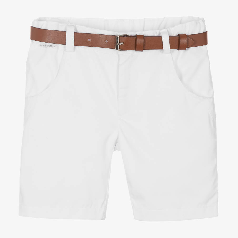 Lapin House - Boys White Cotton Twill Shorts | Childrensalon