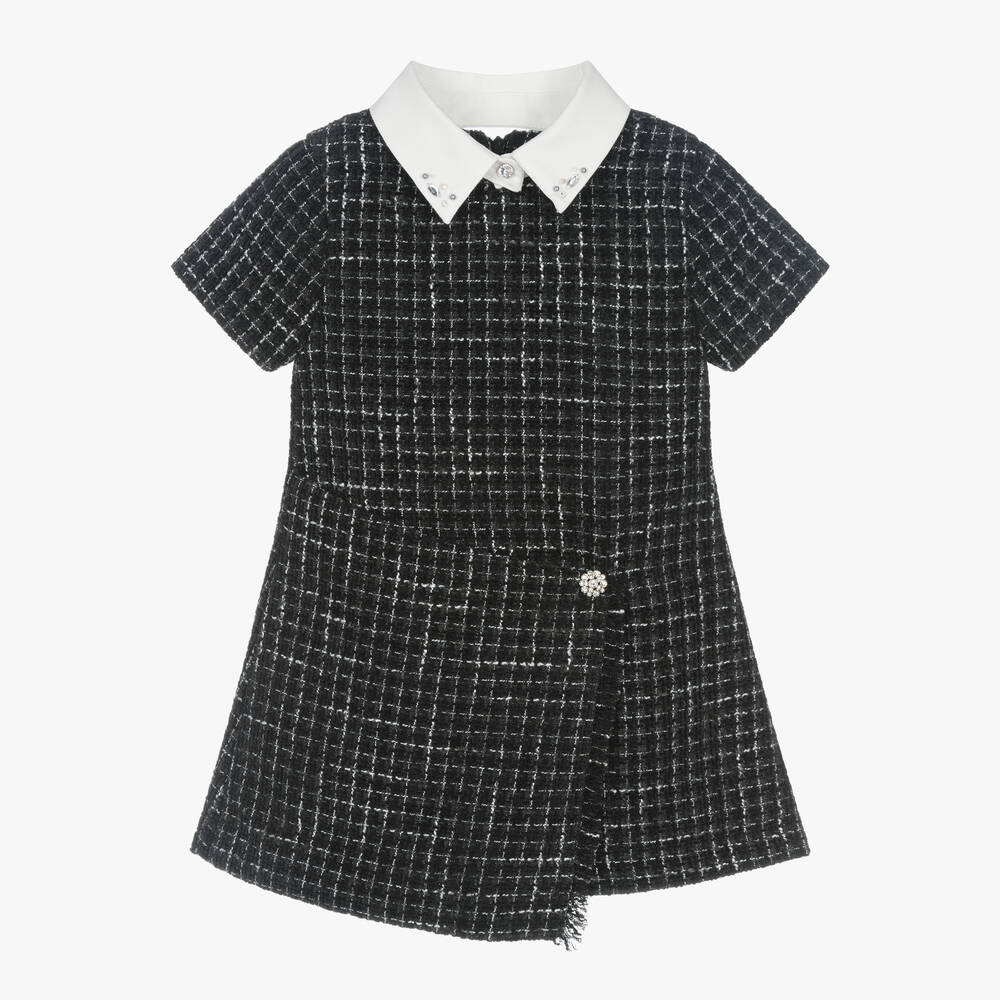 Lapin House - Girls Black & White Tweed Dress | Childrensalon