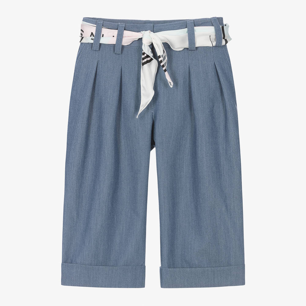 Lapin House - Girls Blue Chambray Cropped Trousers | Childrensalon
