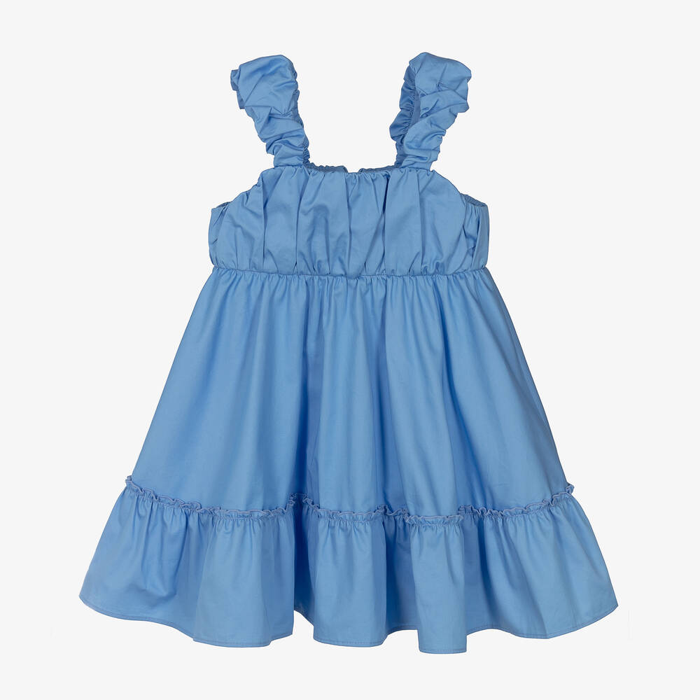 Lapin House - Girls Blue Cotton Dress | Childrensalon