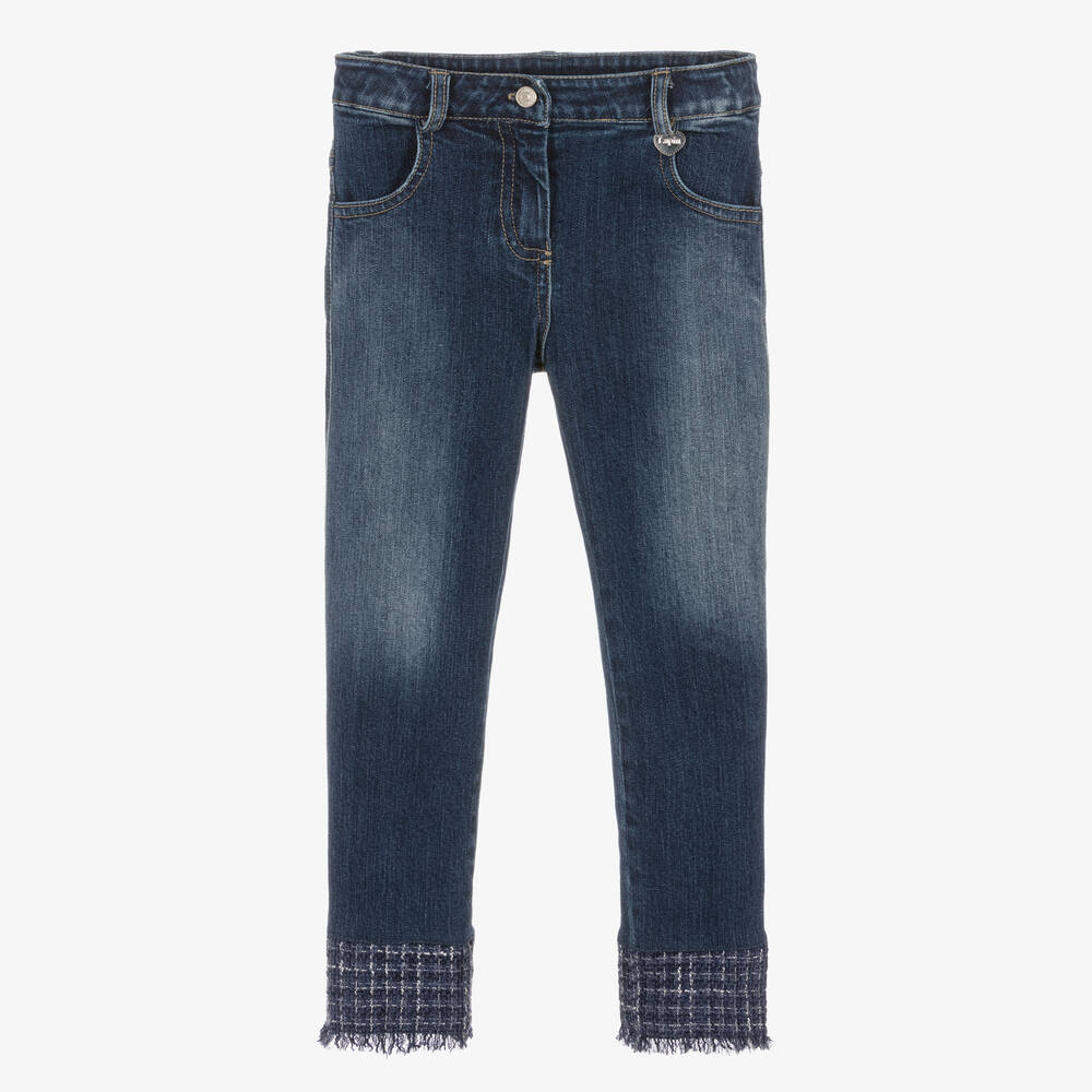 Lapin House - Girls Blue Denim Tweed Hem Jeans | Childrensalon