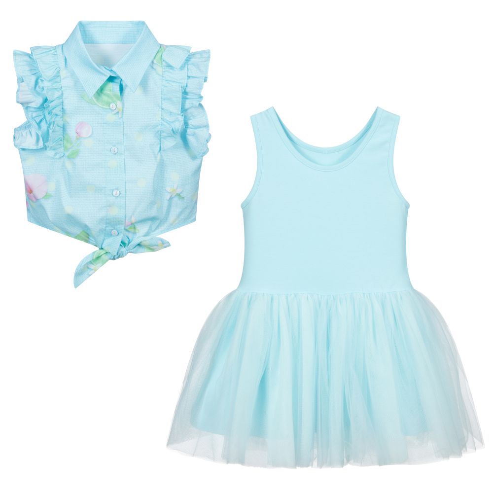 Lapin House - Girls Blue Dress & Blouse Set | Childrensalon