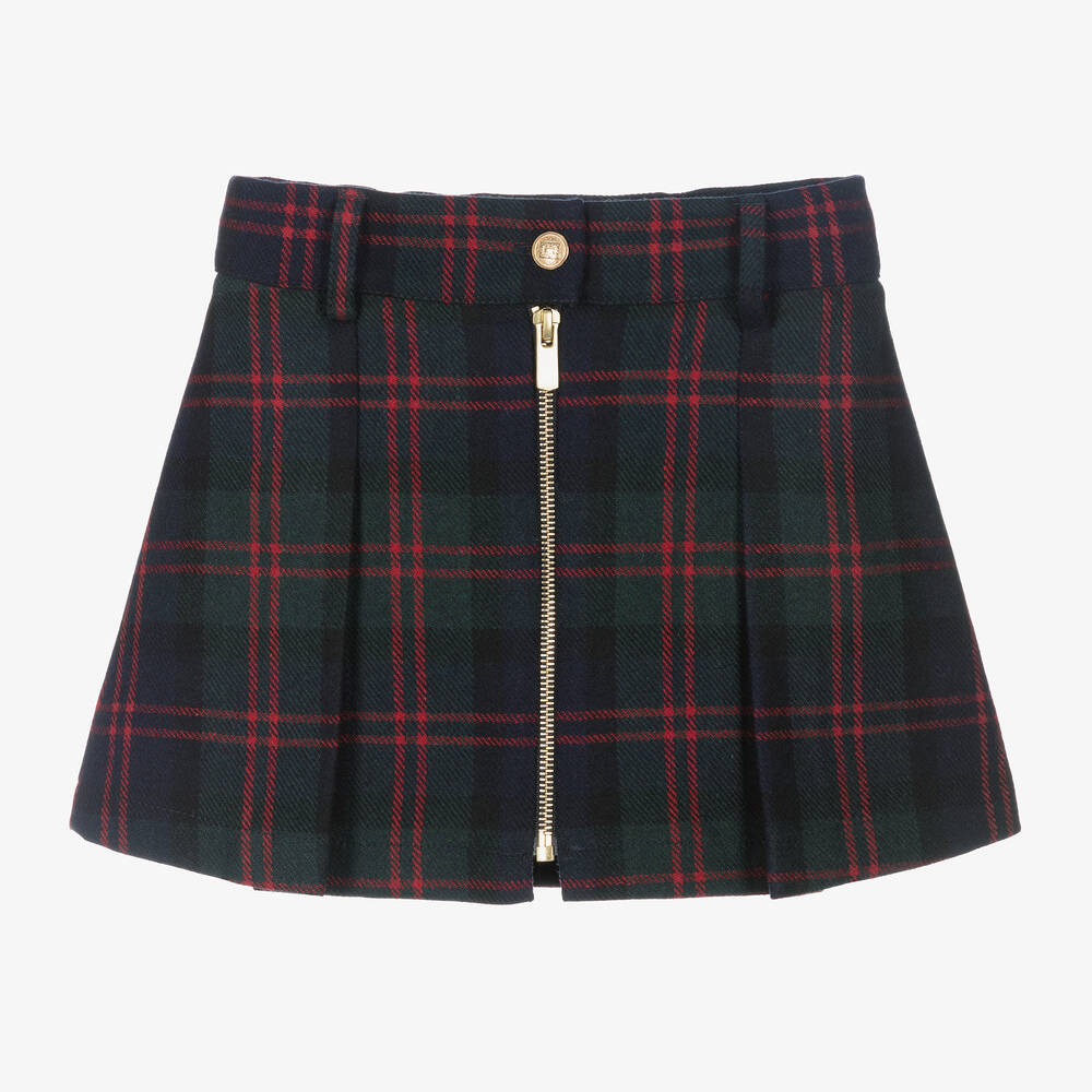 Lapin House - Girls Blue & Green Tartan Wool Skirt | Childrensalon