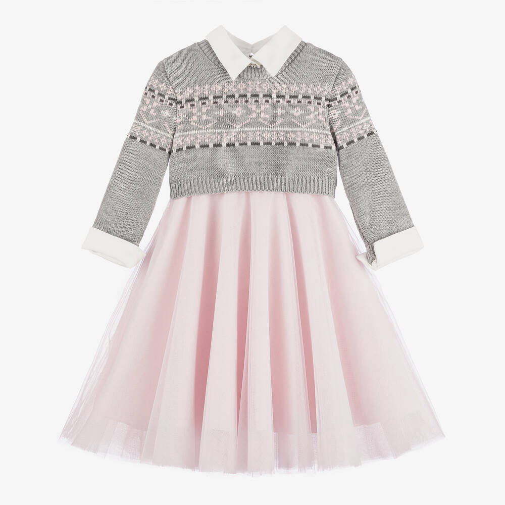 Lapin House - Girls Glittery Pink Tulle Dress Set | Childrensalon