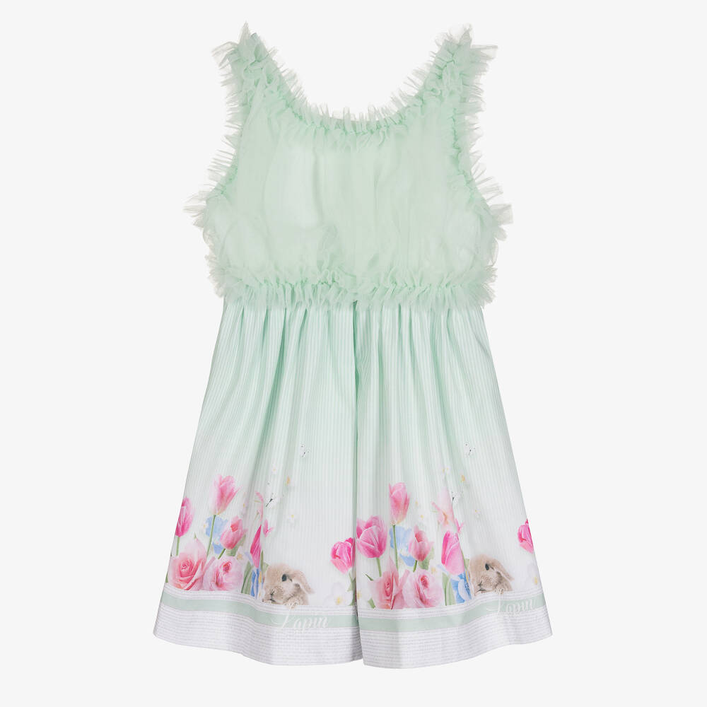 House Babies' Girls Tulle & Striped Floral Dress |