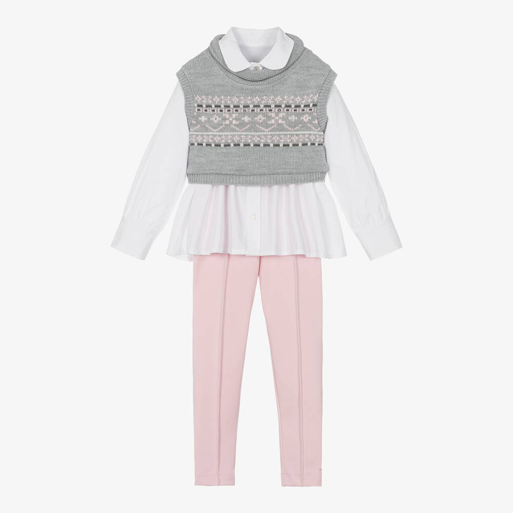 Lapin House - Girls Grey & Pink Leggings Set | Childrensalon