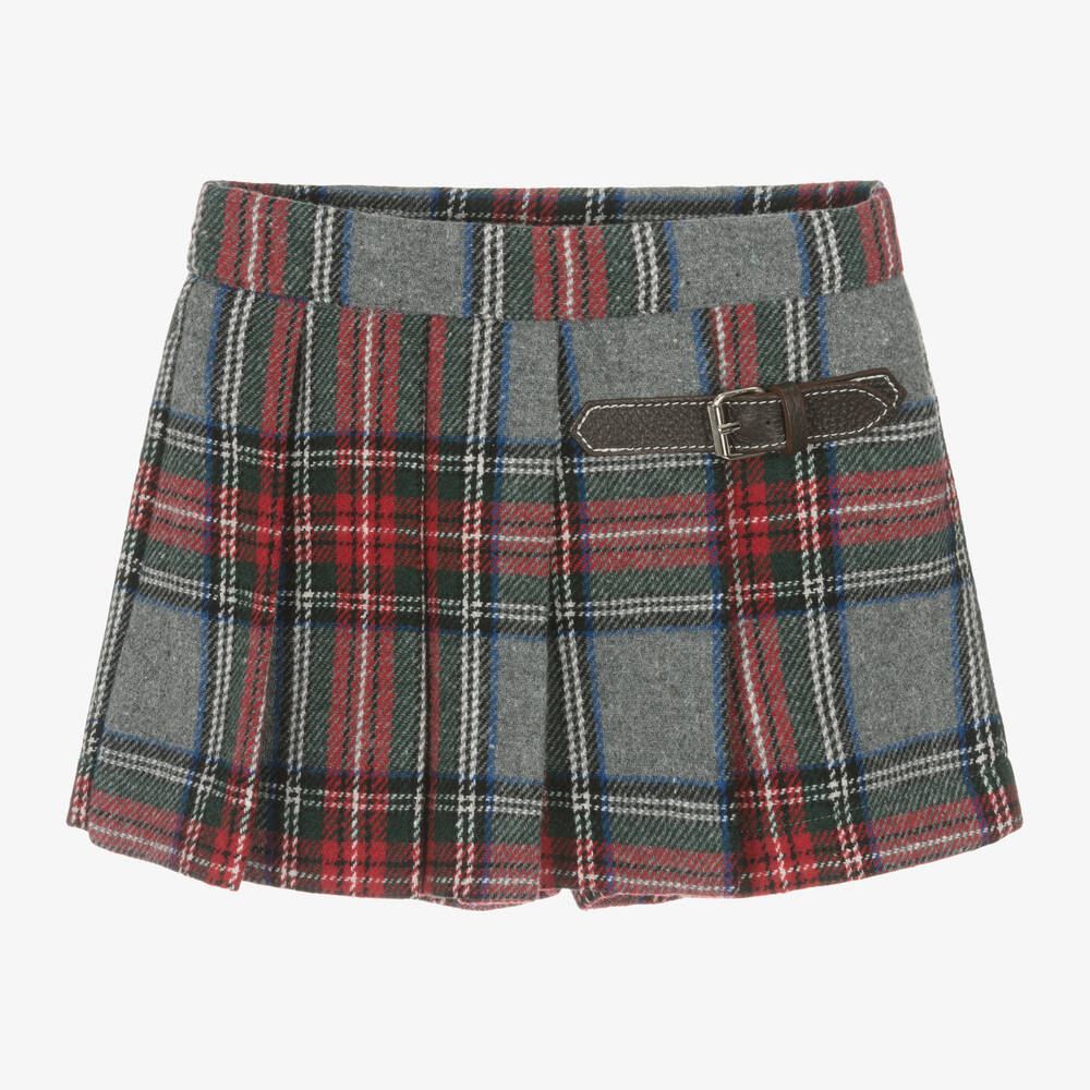 Lapin House - Girls Grey & Red Tartan Skort | Childrensalon