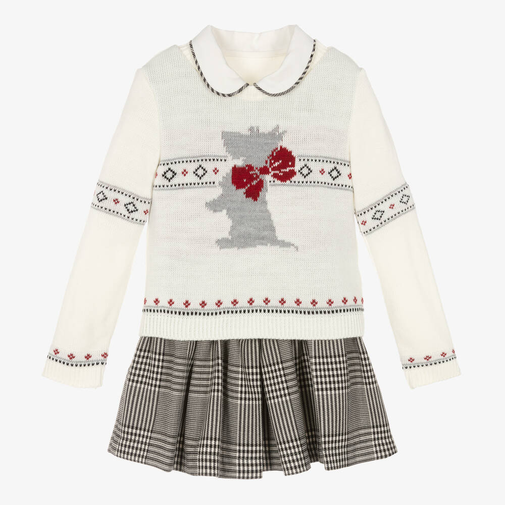 Lapin House - Girls Ivory & Black Dress & Sweater Set | Childrensalon