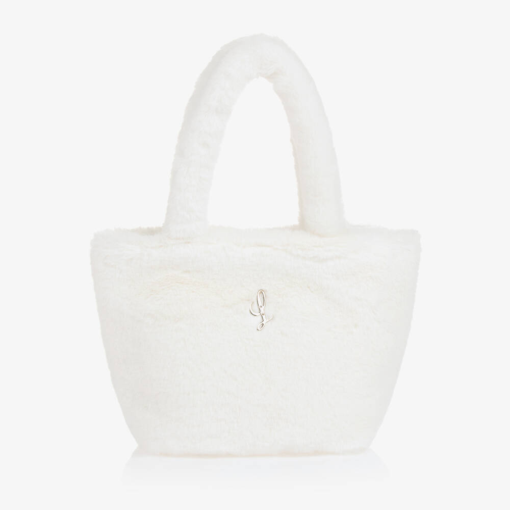 Lapin House - Girls Ivory Faux Fur Handbag (23cm) | Childrensalon