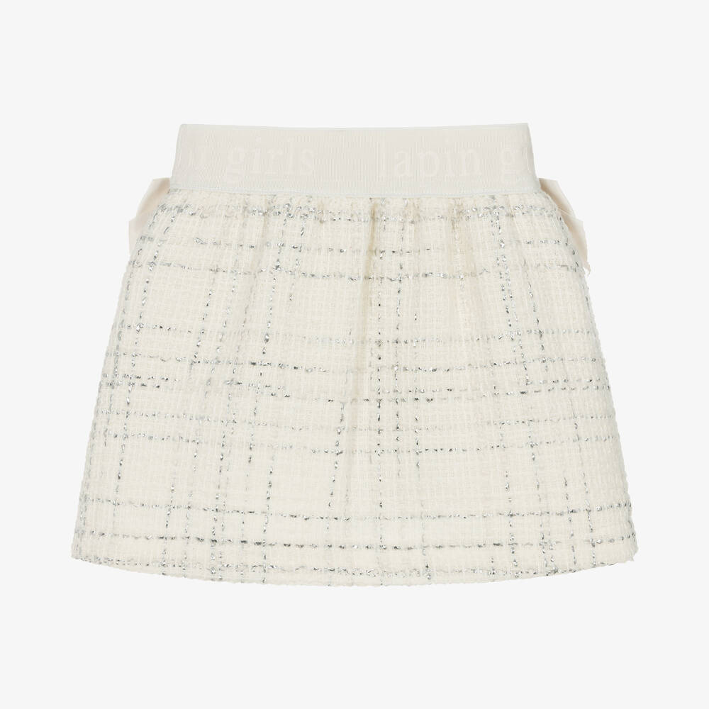 Lapin House - Girls Ivory & Silver Tweed Skirt | Childrensalon
