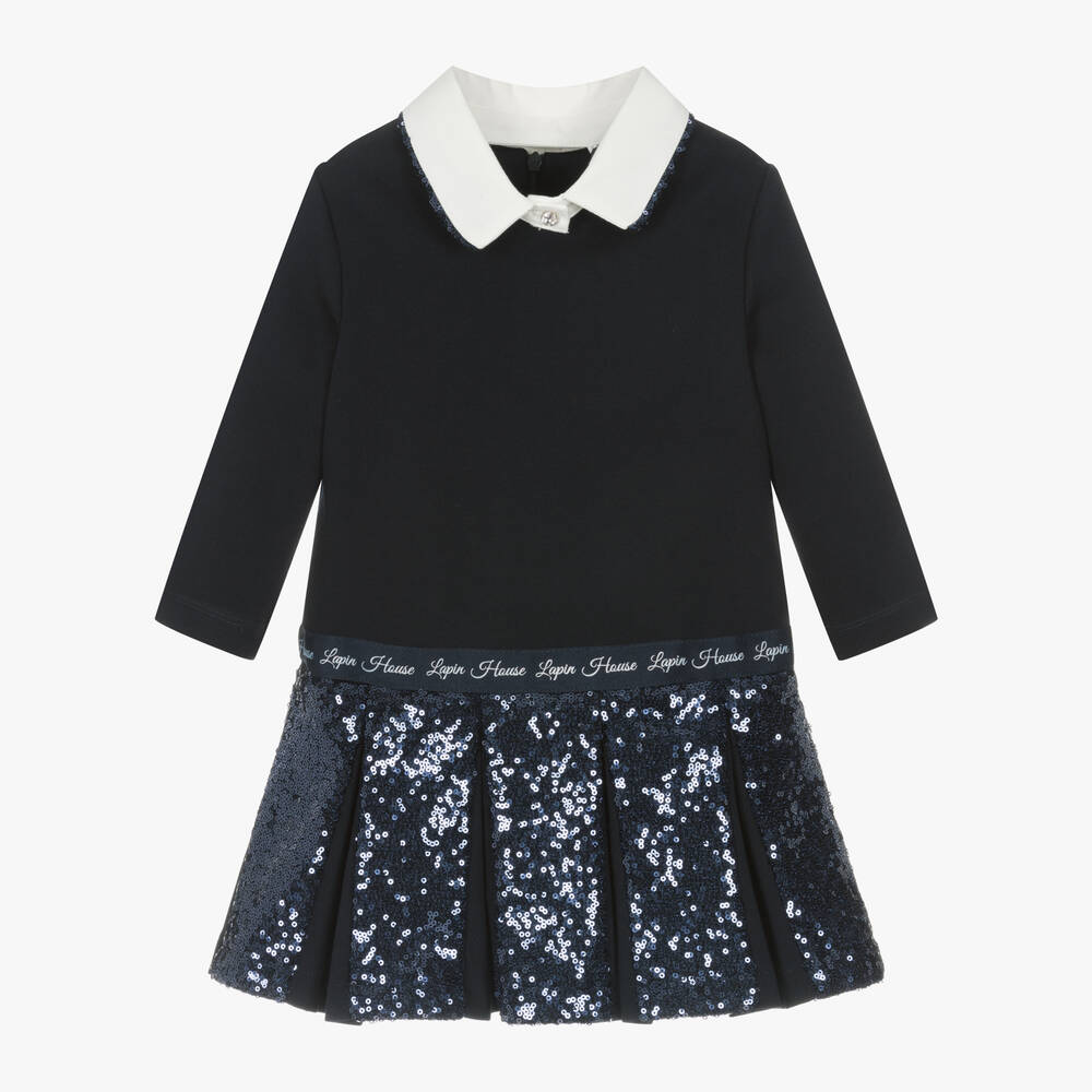 Lapin House - Girls Navy Blue Sequin Dress | Childrensalon