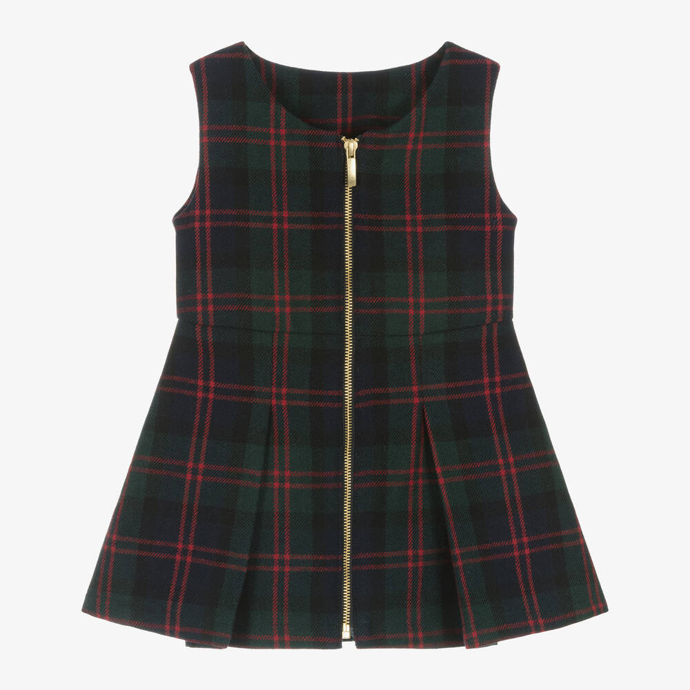 Lapin House - Girls Navy Blue Tartan Wool Dress | Childrensalon