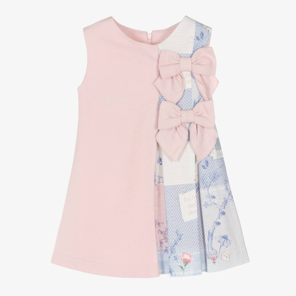 Lapin House - Girls Pink & Blue Patchwork Print Dress | Childrensalon