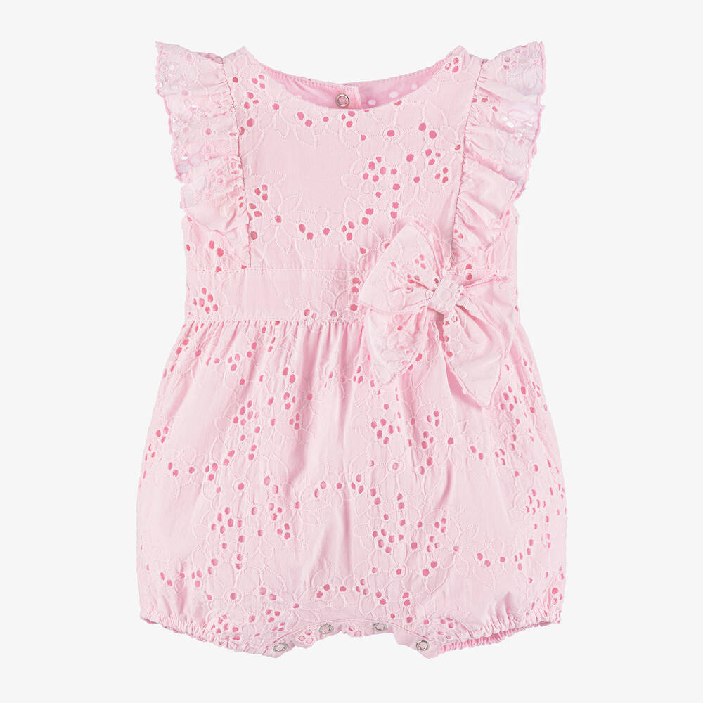 Lapin House - Girls Pink Broderie Cotton Shortie | Childrensalon