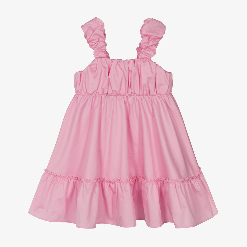 Lapin House - Розовое хлопковое платье для девочек | Childrensalon