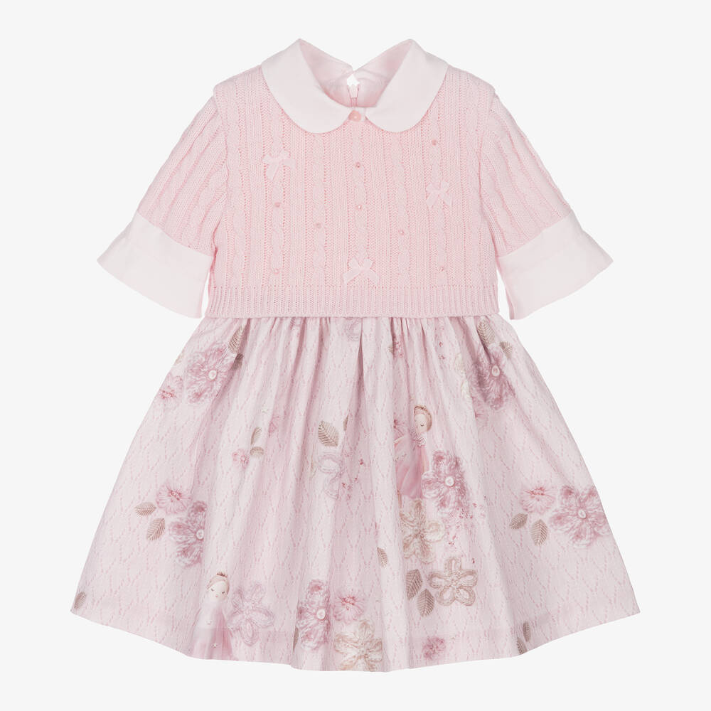 Lapin House - Girls Pink Cotton Flower Print Dress | Childrensalon