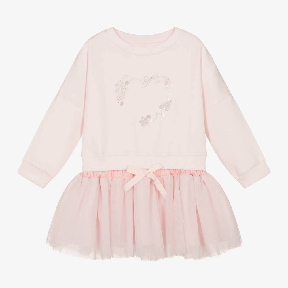 Lapin House - Girls Pink Cotton & Tulle Dress | Childrensalon