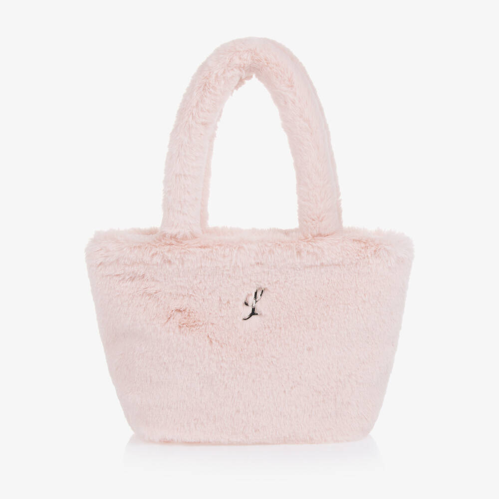 Lapin House - Girls Pink Faux Fur Handbag (23cm) | Childrensalon