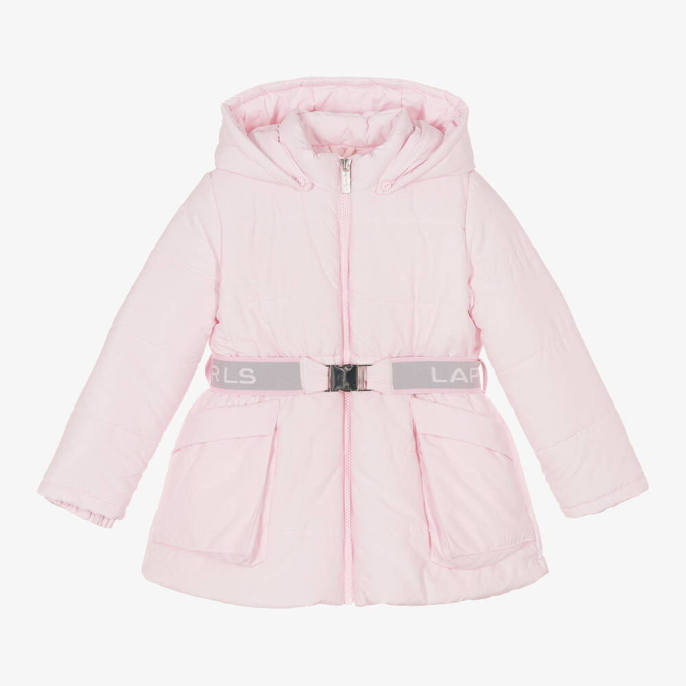 Lapin House - Girls Pink Hooded Puffer Coat | Childrensalon