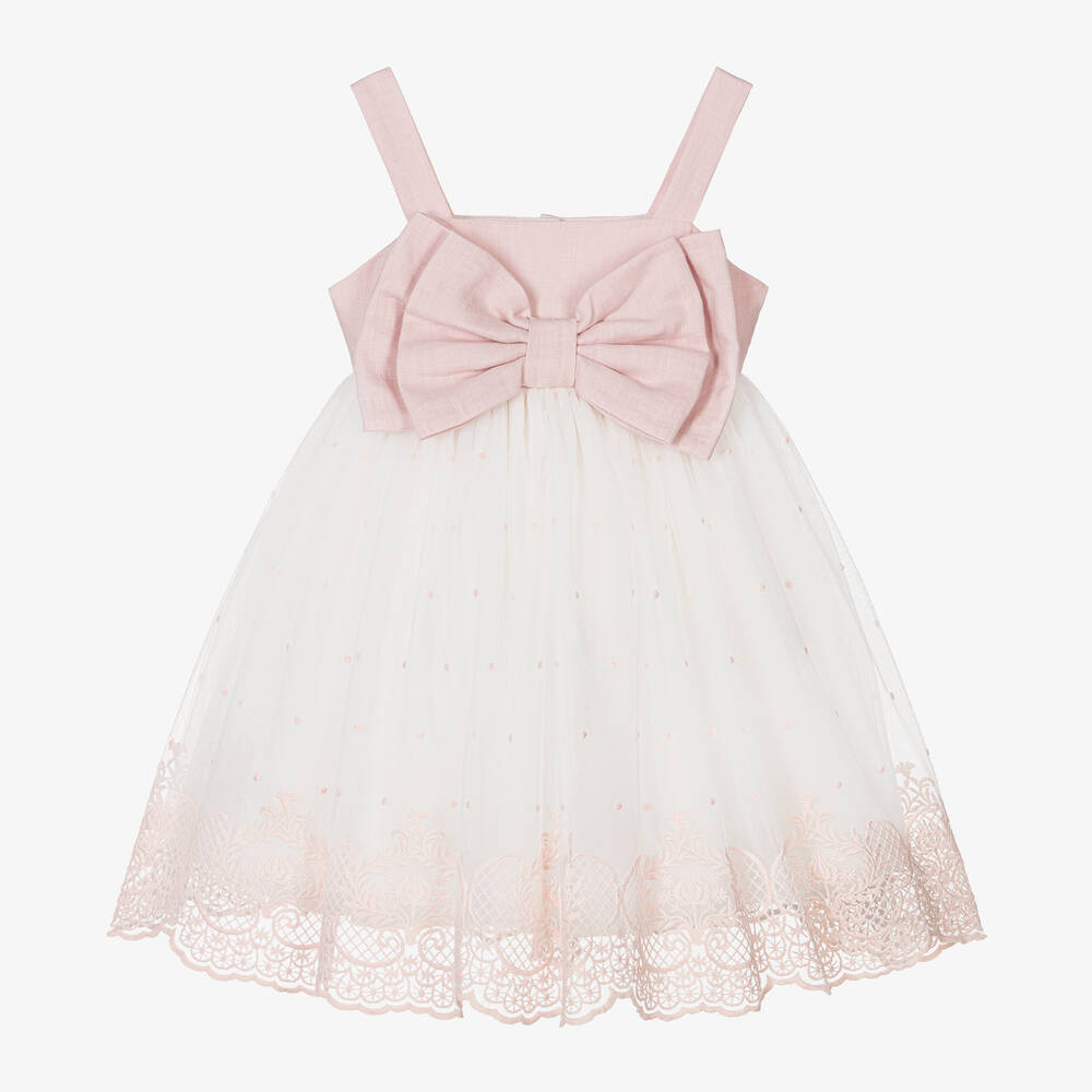 Lapin House - Girls Pink & Ivory Tulle Dress | Childrensalon