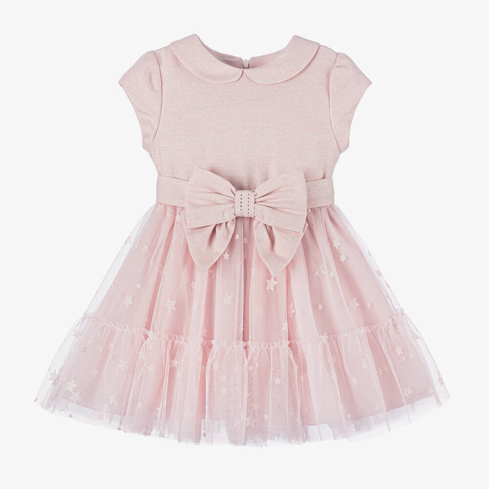 Lapin House - Girls Pink Lurex & Tulle Dress | Childrensalon