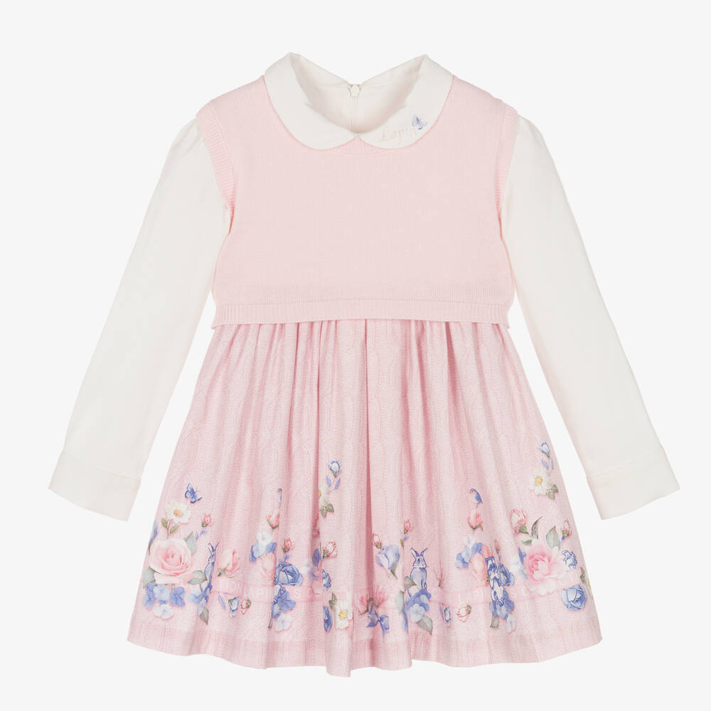 Lapin House - Girls Pink Printed Knit Dress Set | Childrensalon