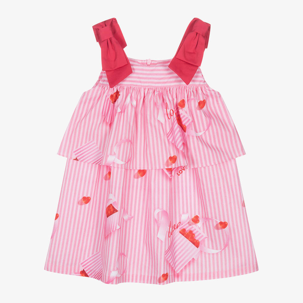 Lapin House - Girls Pink Striped Cotton Dress | Childrensalon