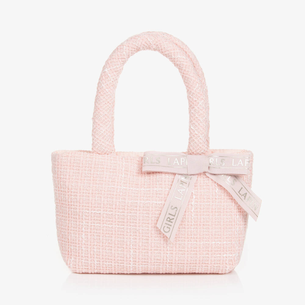 Lapin House - Girls Pink Tweed Handbag (20cm) | Childrensalon